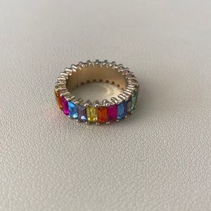 Gold band with rainbow stones